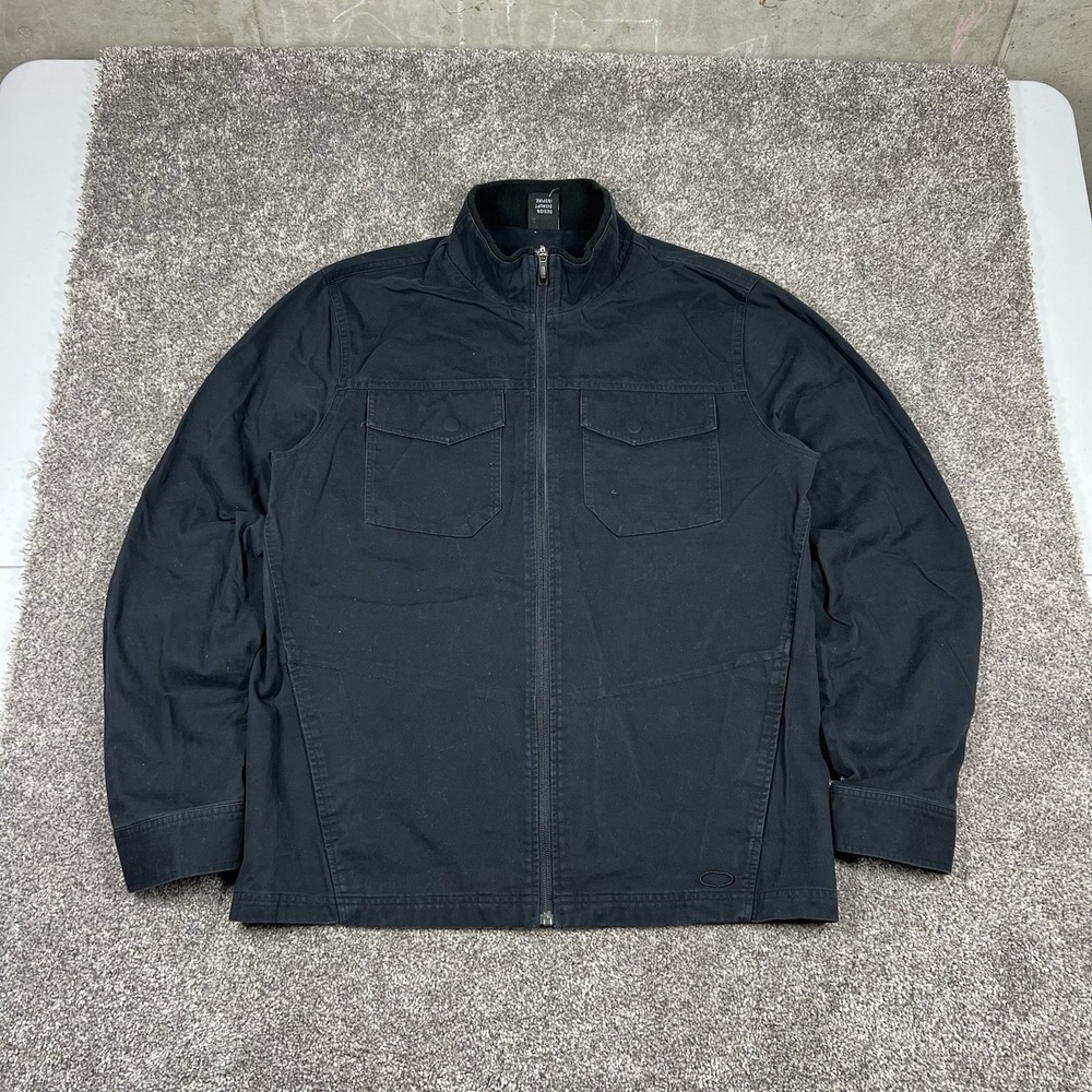 VTG Oakley Utility Jacket Black Full Zip Military Large Software Gorpcore Cyber